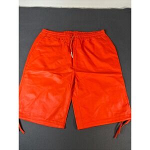 Ablanche New York Mens Faux Leather Shorts Orange Streetwear 6XL PUP01 NWT